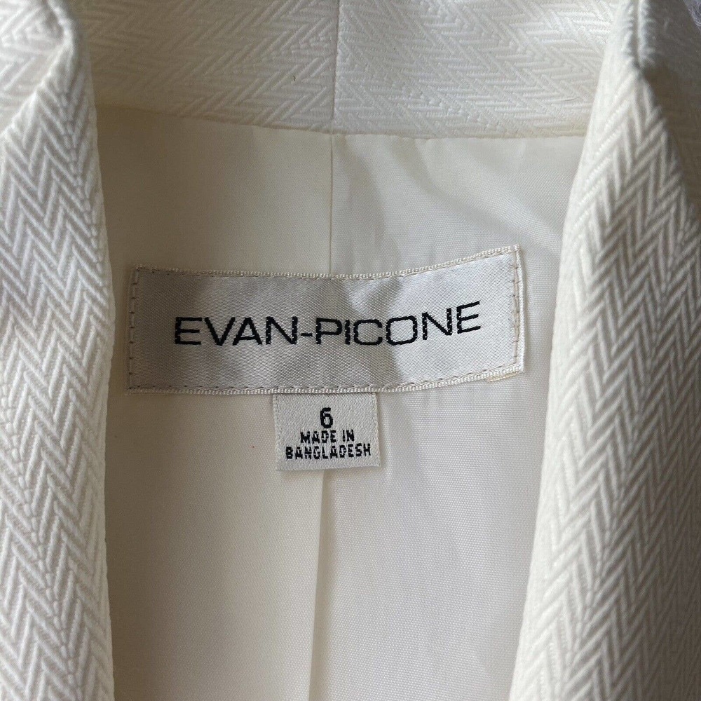 Vintage Evan-Picone Women’s Size 6 Ivory White Polyester Button Up Jacket Blazer - Picture 4 of 7